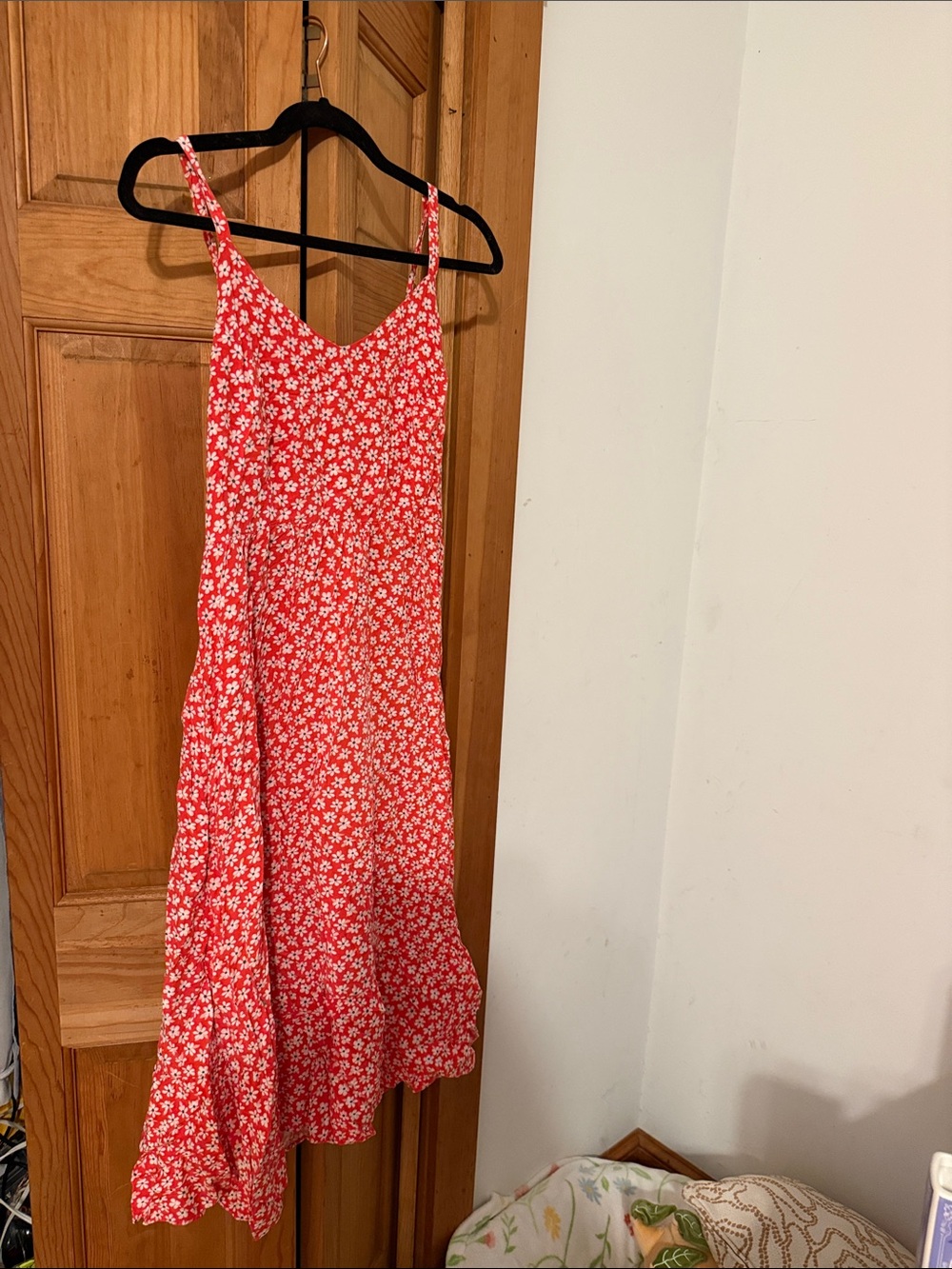 Old Navy Red Floral Midi Slip Dress